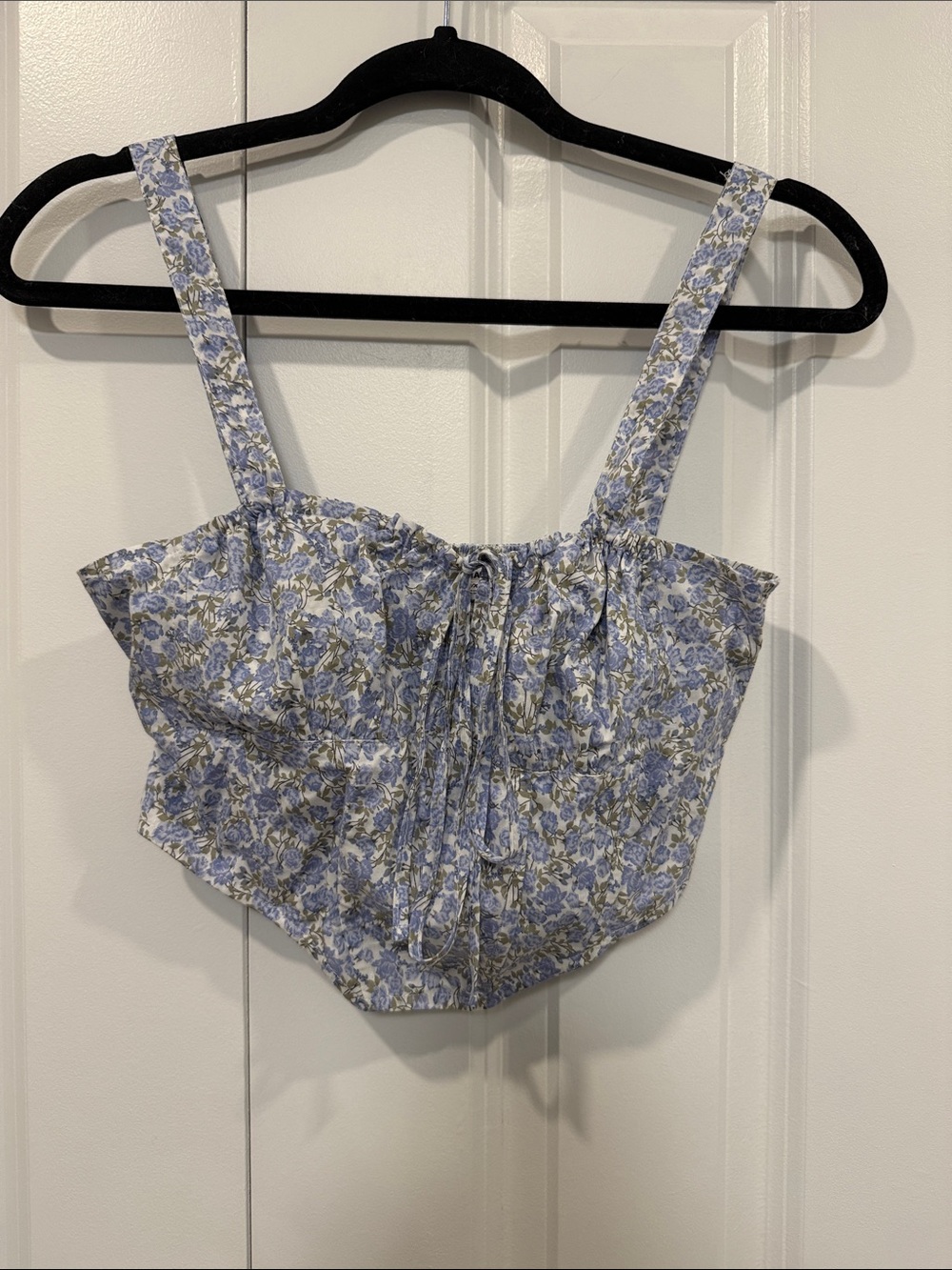 Garage Blue Floral Smocked Crop